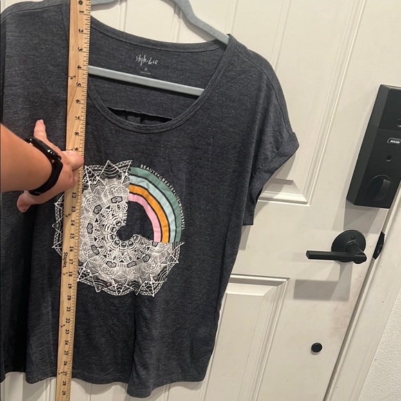 Style & Co. Graphic heathered gray Relaxed Tee - Picture 6 of 7